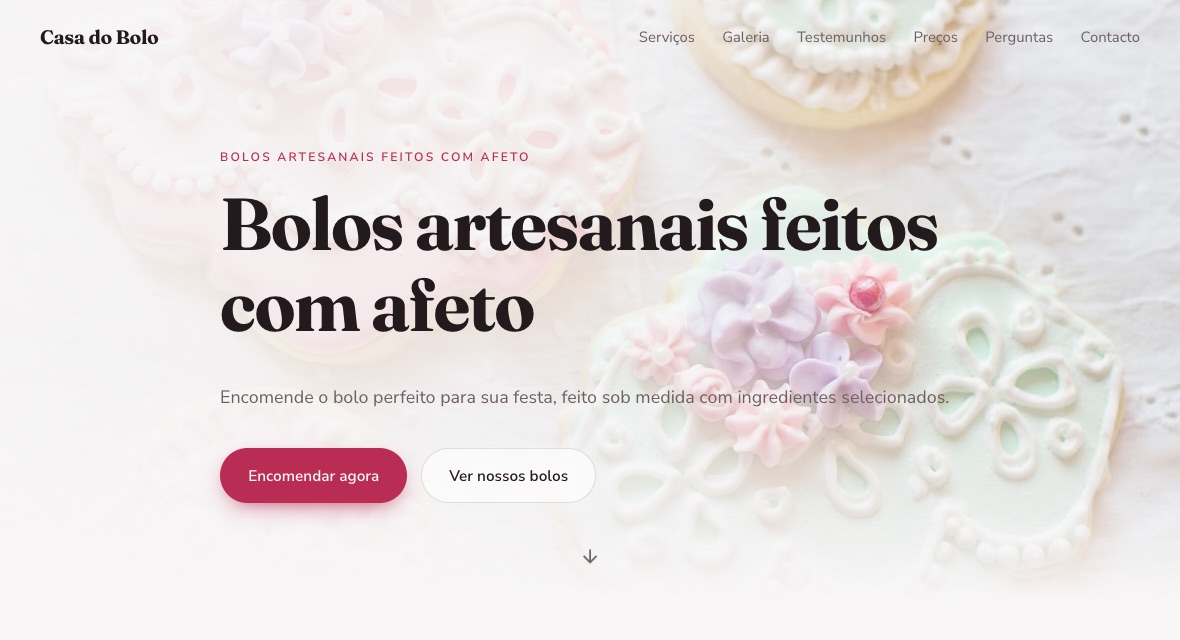 Site gerado para a Casa do Bolo, uma confeitaria