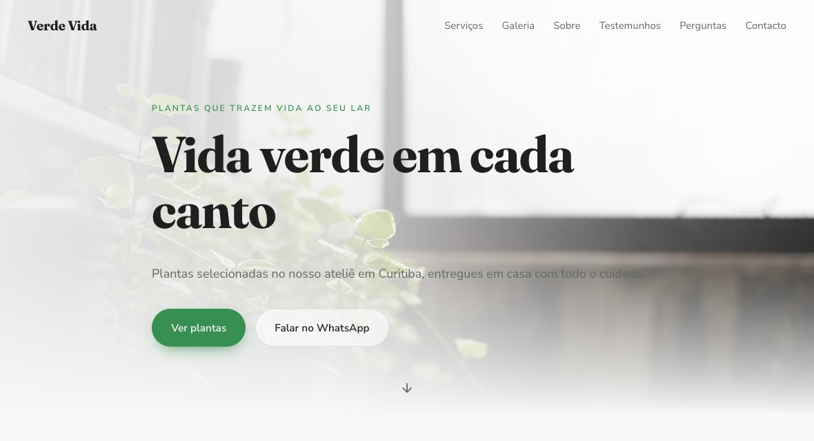 Site gerado para a Verde Vida, um ateliê de plantas
